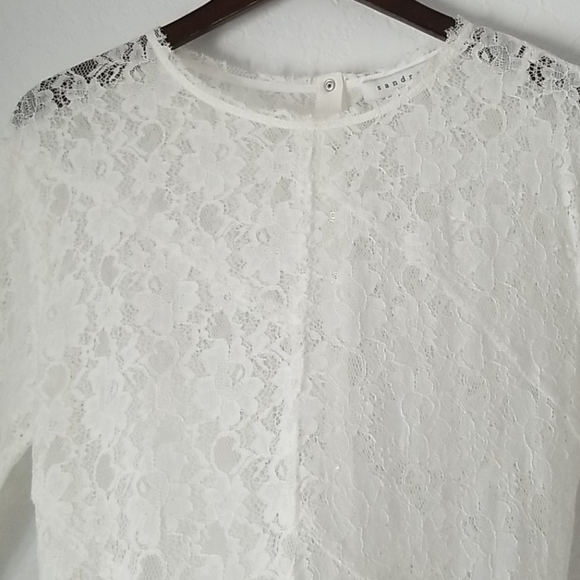 Sandro white lace long sleeve mini  dress - Picture 5 of 10